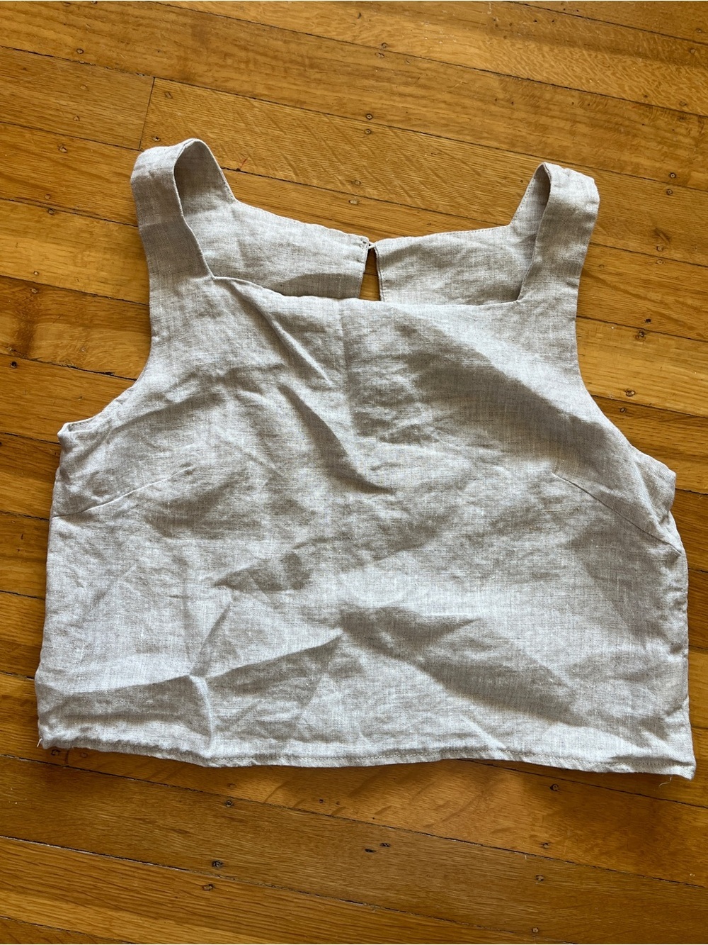 Amazhiyu 100% linen crop tank top Natural taupe S festival boho coastal cowgirl
